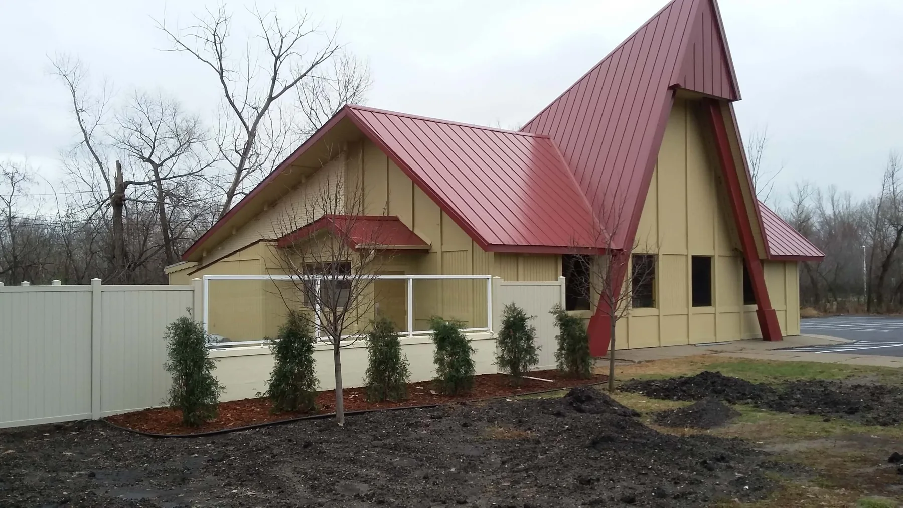 A red metal roof on a building from the Pro-Choice gallery